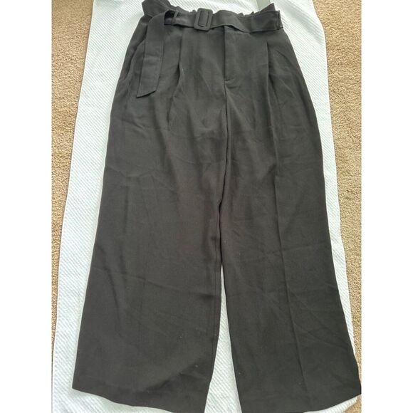 Eloquii black wide leg ankle length Pants with belted paper bag waist Sz 16 NWT - Picture 5 of 14